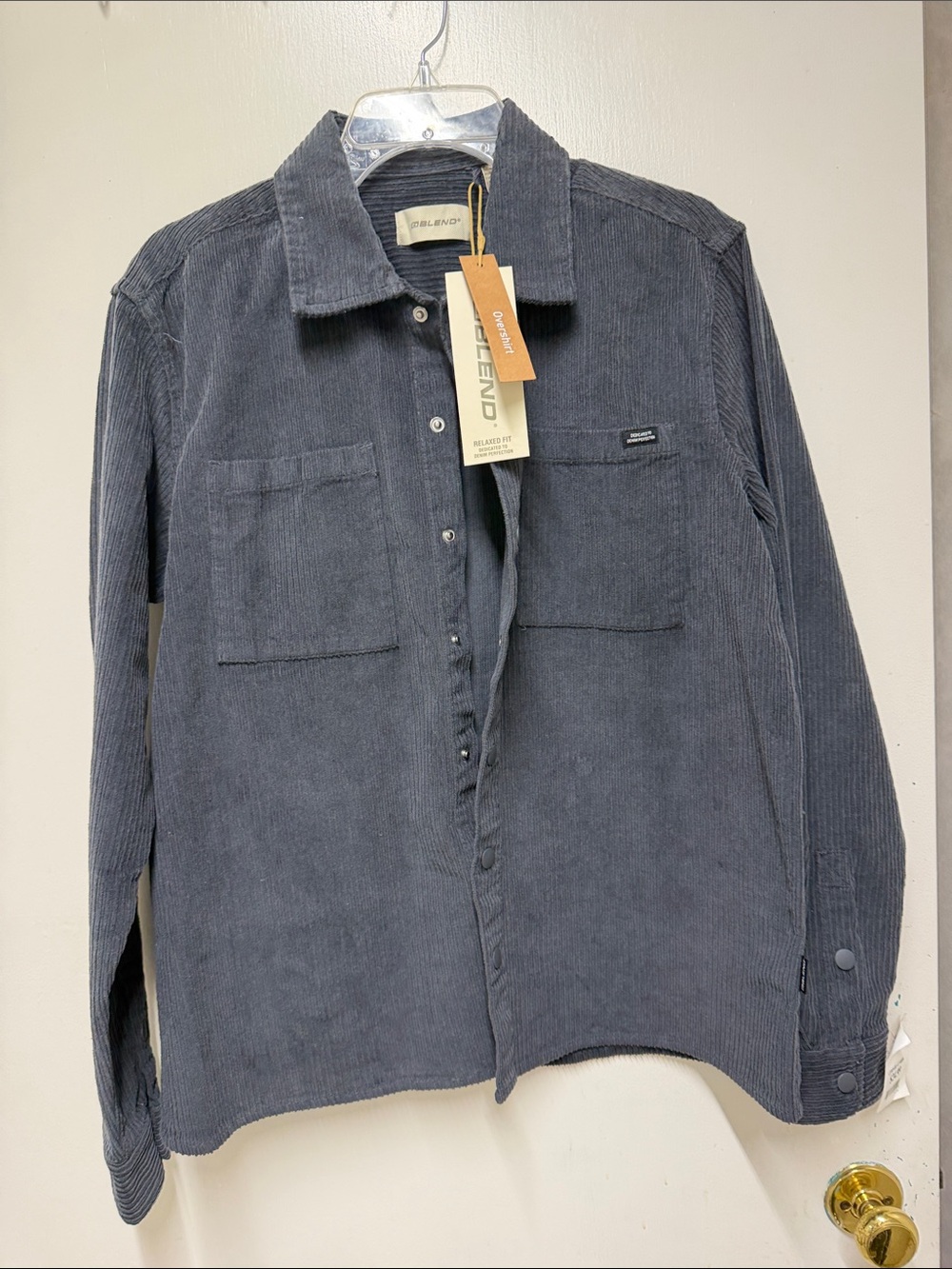 Men’s Charcoal Corduroy Button-Up Workshirt